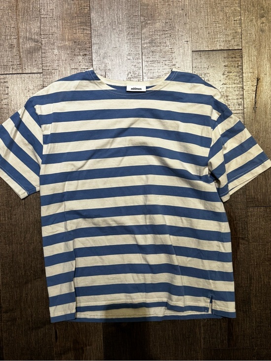 Minimum Other - Mimimim Blue & Cream Horizontal Stripe Short Sleeve Tee